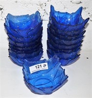16-Blue glass "Winter Ice" decorative salad bowls