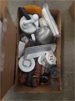 2 Boxes Of Misc Kitchenware, Tins, And