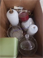 Glass Casserole Dish, Glassware, Sewing Box,