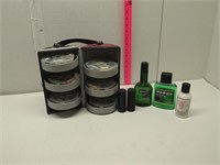 Container of Pink Zebra Sprinkles and Skin Product