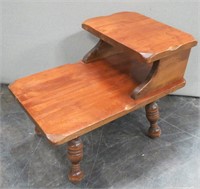 Solid Wood 2-Tier Step End Table