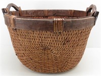 Large Wood & Wicker Storage Basket