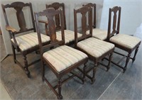 (6) Vintage Panel Back Dining Chairs w/ Original