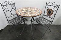 Garden Bistro Set w/Tile Mosaic Design & 2-Chairs