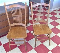 (2) Spindle-back Wood Chairs