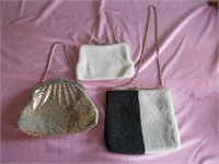Lot of 3 Beaded and Metal Purses