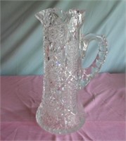 Large Cut Glass Pitcher 11 3/4"Tall Heavy