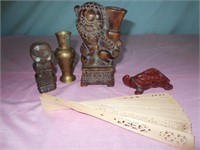 Wood and Brass Lot of Misc. 5 Pieces Total