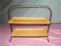 2 Tier Server Made in Portugal Yellow with Brown