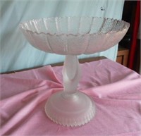 Frosted Glass Hand Candy Dish 9 1/4"Tall