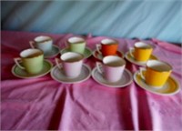 8 Seating Set of Tea Cups Multi Colored
