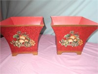 2 Metal Flower Pots Matching