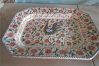 Hand Painted Portugal Platter with Chicken 15 3/4"