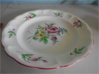 Luneville France Flower Painted Plate 12"Wide
