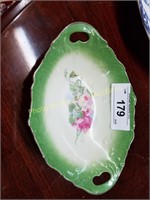 Green painted small bowl with floral