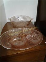 6pcs pink depression glass