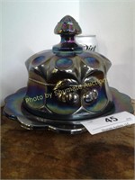 Blue Carnival butter dish