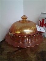 Irridescent carnival butter dish