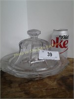 Clear glass butter dish