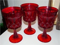 3 Ruby Red Goblets