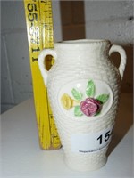 Small White with flowers Vase