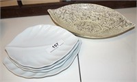 Leaf Shaped Plates & white and silver leaf Bowl