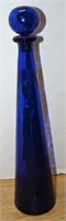Blue glass wine decanter