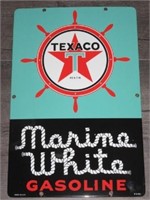 Texaco Marine White Gasoline Porcelain Sign