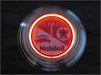 Texaco Mobiloil Neon Clock