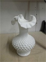 Milk ribbon glass vase 11 in tall