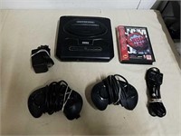 Sega Genesis console with two controllers and NBA