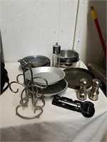 Group of baking pans and kitchen accessories