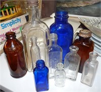 Assorted glass medicine bottles etc.