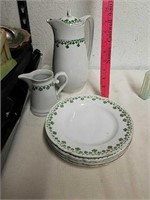 Clover pattern salad plates with pitcher and