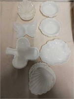 Group of milk glass decorative dishes