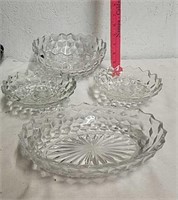 Heavy glass bowl, candle holders and oval Bowl