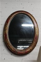 Painted Asian Oval Mirror