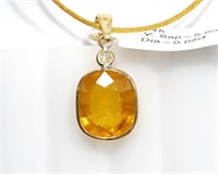 36-GC 14K Yellow Gold Sapphire Diamond Necklace
