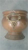Vintage Copper Pot With Lion Motif Handles