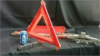 Three Safety Roadside triangles & scissor Jack,