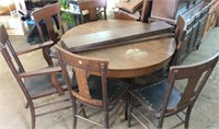 Antique seven piece oak dining set needs TLC