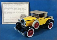 New mini 1929 Ford Model A Cabriolet diecast, COA