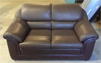Brown Leather Loveseat 62"W - matches lot 8