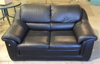 Black Leather Loveseat 62"W Matches lot 6