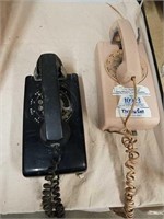 2 vintage wall hanging rotary phones