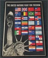 1942 United Nations Fight Together Wwii Poster