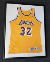 Magic Johnson Autographed Lakers Jersey Framed