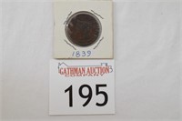 1839 One Cent Silly Head Penny