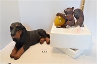 Bloodhound and Squirrel Statues