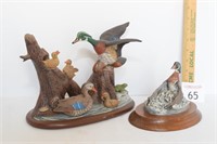 2 Wood Ducks Sculpture/Cermaic